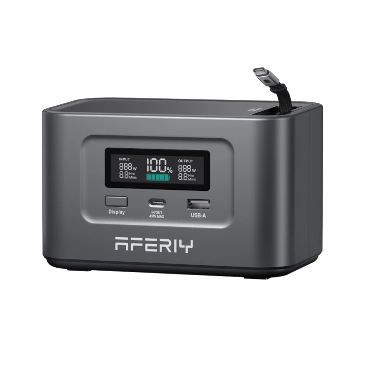 AFERIY Nomad400 P040 – przenośna stacja zasilania 400 W 256 Wh, kompaktowy power station do kampera, podróży, biwaku, pracy w terenie i awaryjnego zasilania domu