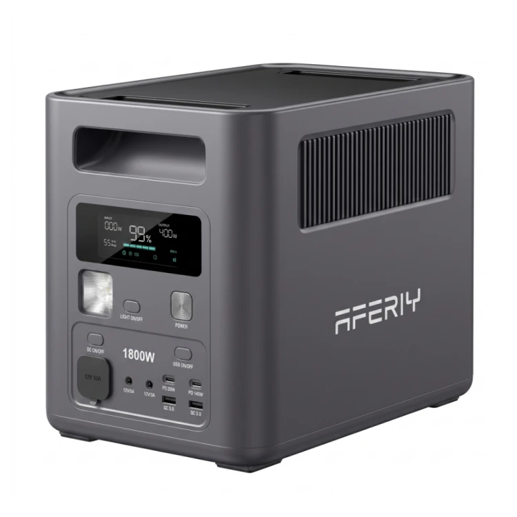 AFERIY Nomad1800 P180 to wydajna przenośna stacja zasilania 1800 W 1024 Wh. Idealna do domu, kampera, kempingu, podróży i jako awaryjne źródło energii.