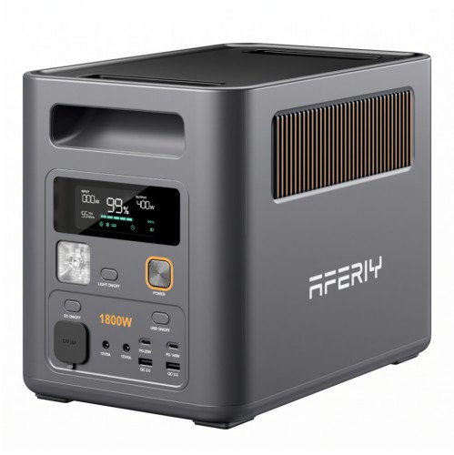 AFERIY Nomad1800 Pro P180 – przenośna stacja zasilania o mocy 1800W i pojemności 1024Wh, przeznaczona do zasilania urządzeń w domu, kamperze, podróży oraz podczas awarii prądu.