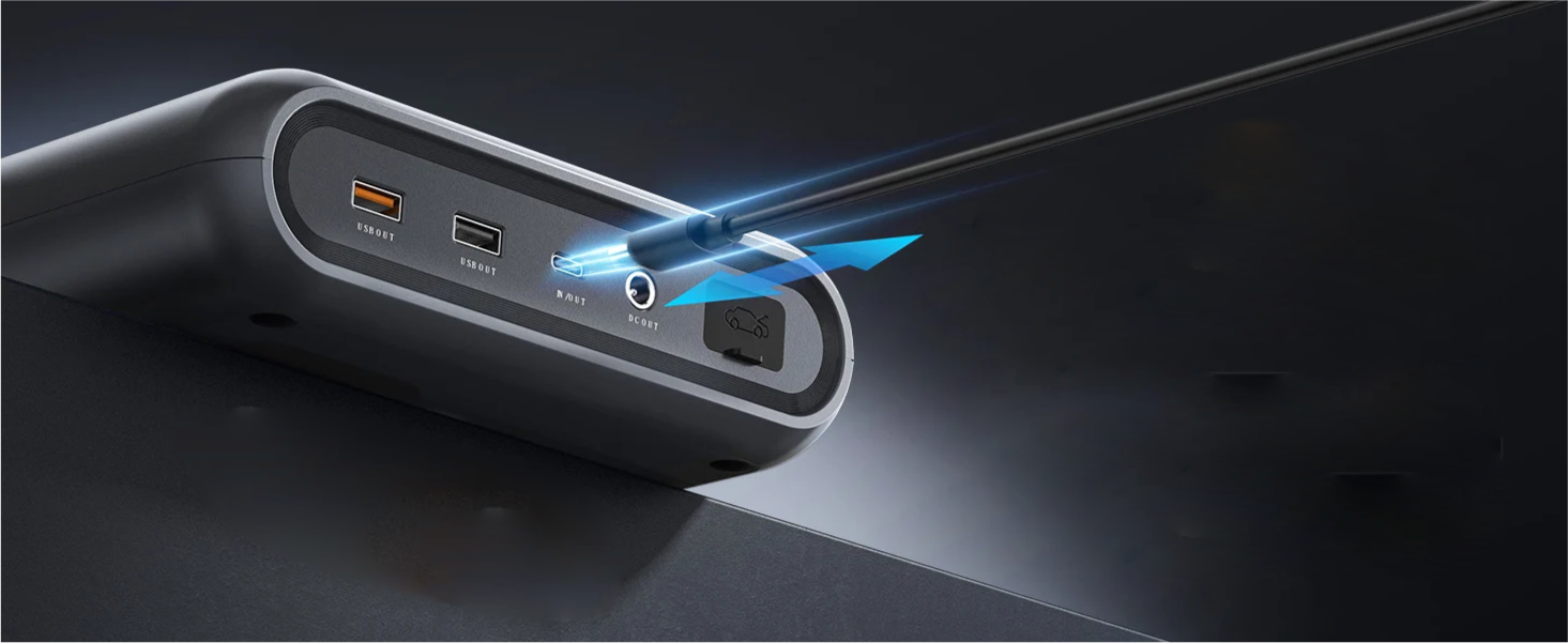 Porty ładowania USB-C USB-A i DC w AFERIY GK03