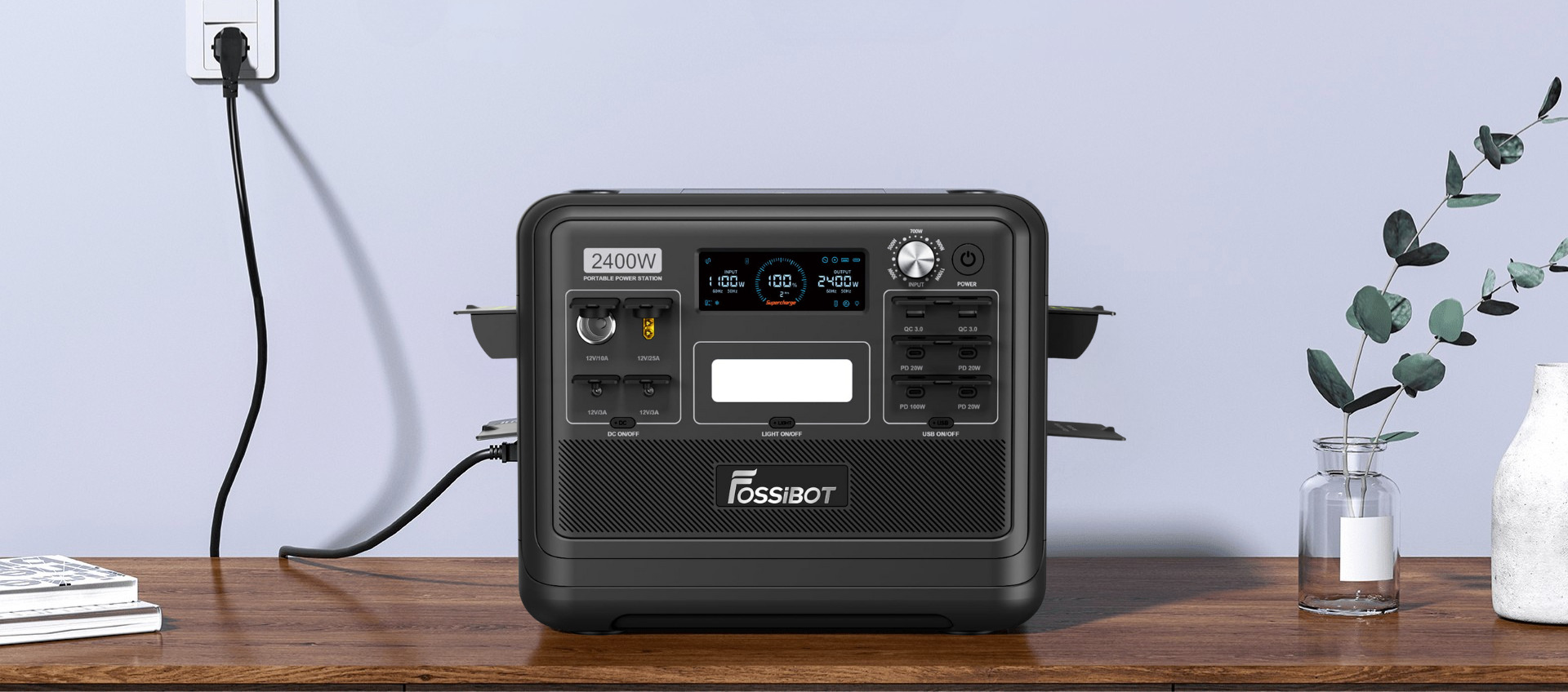 FOSSiBOT F2400 BLACK – ładowanie AC, solarne i samochodowe