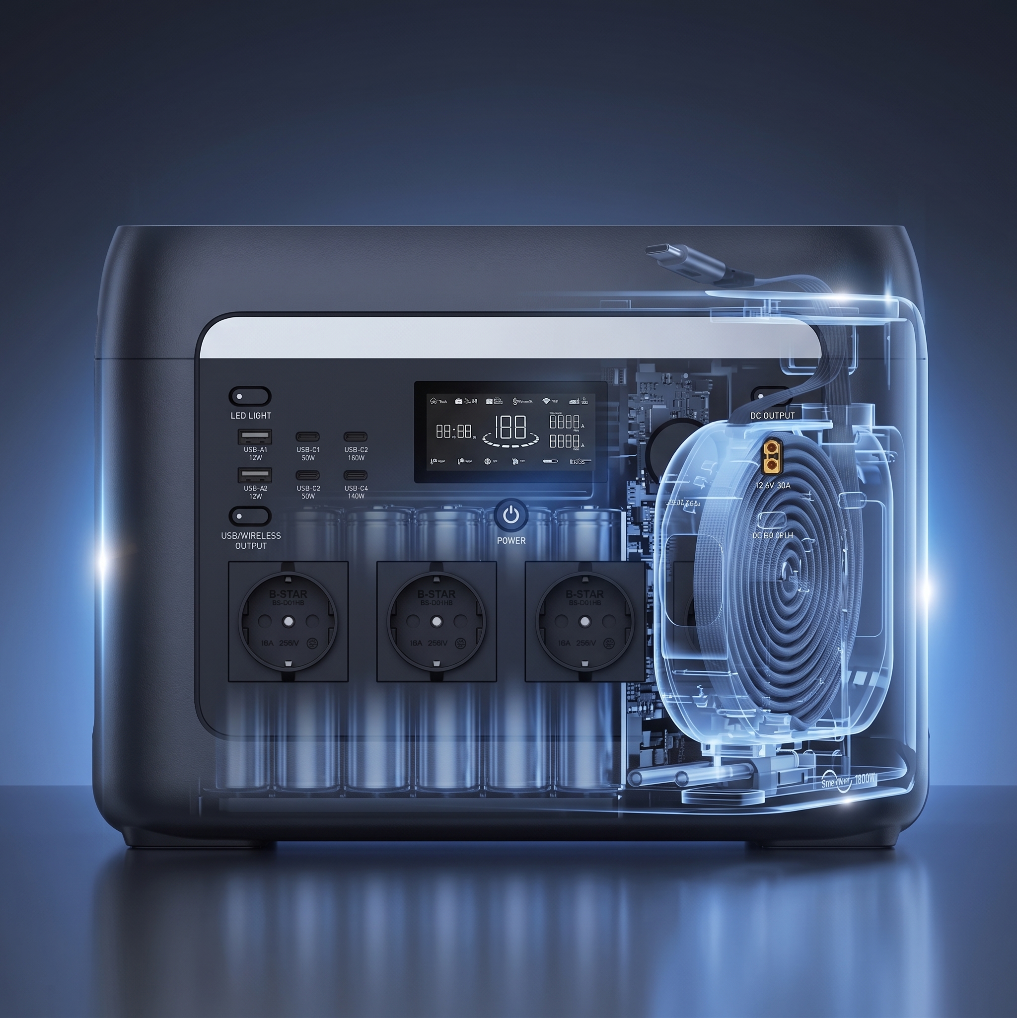 Budowa wewnętrzna HINEN 1800W-Pro