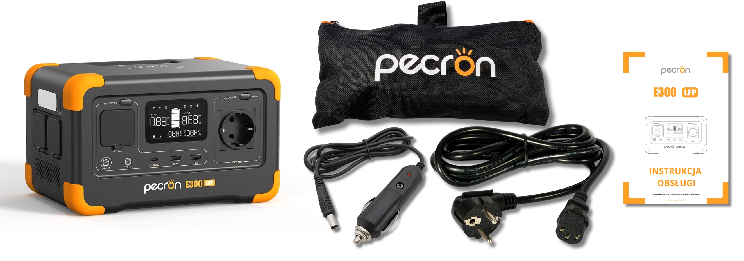 PECRON E300LFP zawartość zestawu z akcesoriami