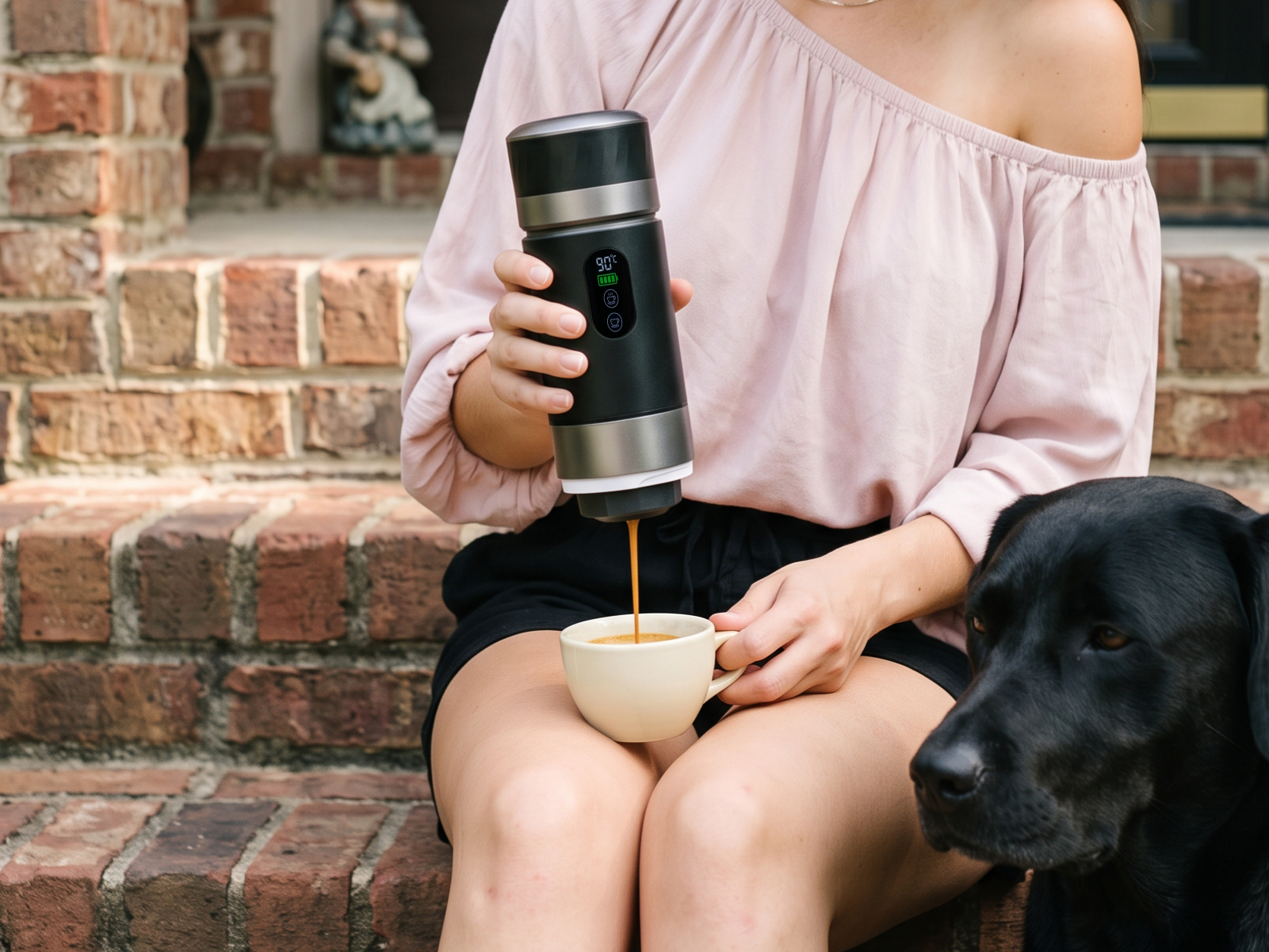Przygotowywanie espresso z VOGIO ToGo K3 Plus – wariant czarnego